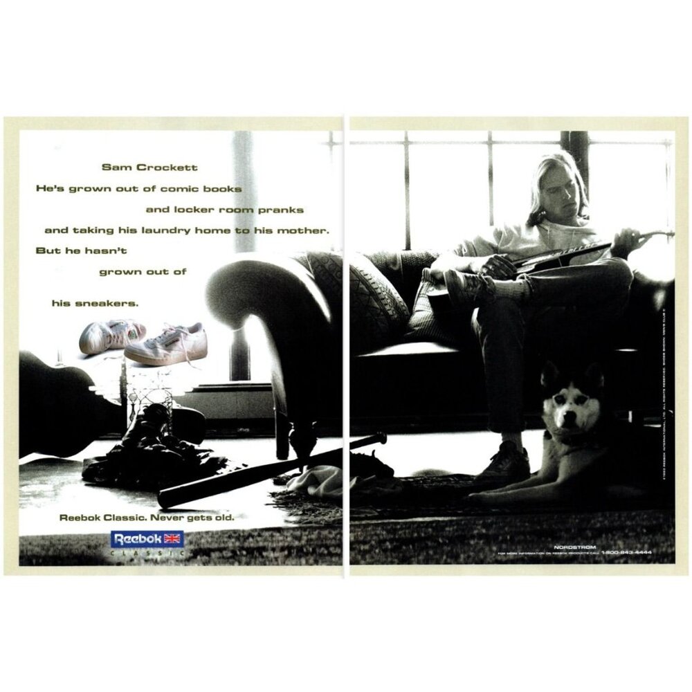 1993 Reebok Classic Sneakers Shoe 2 Page Vintage Print Ad Rollerblades 90s Art